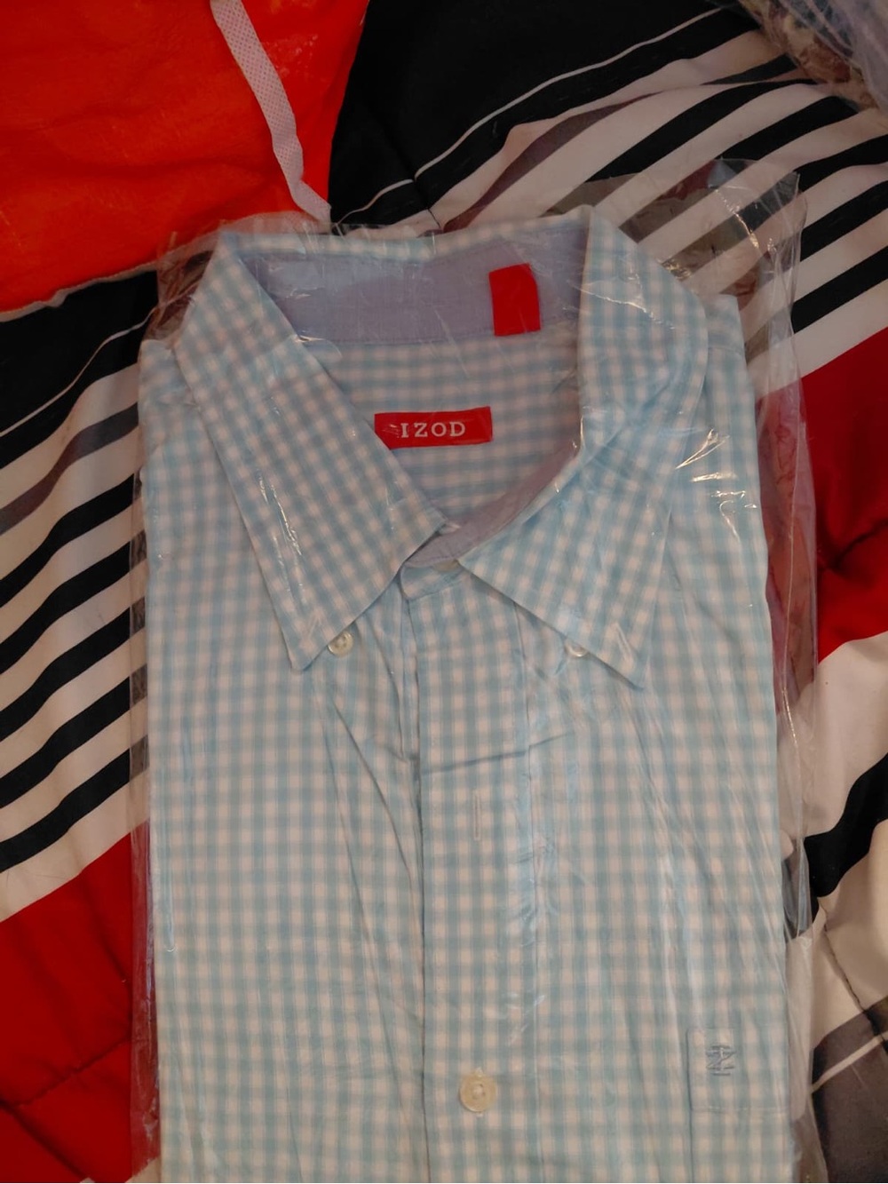 Izod Light Blue Gingham Dress Shirt
